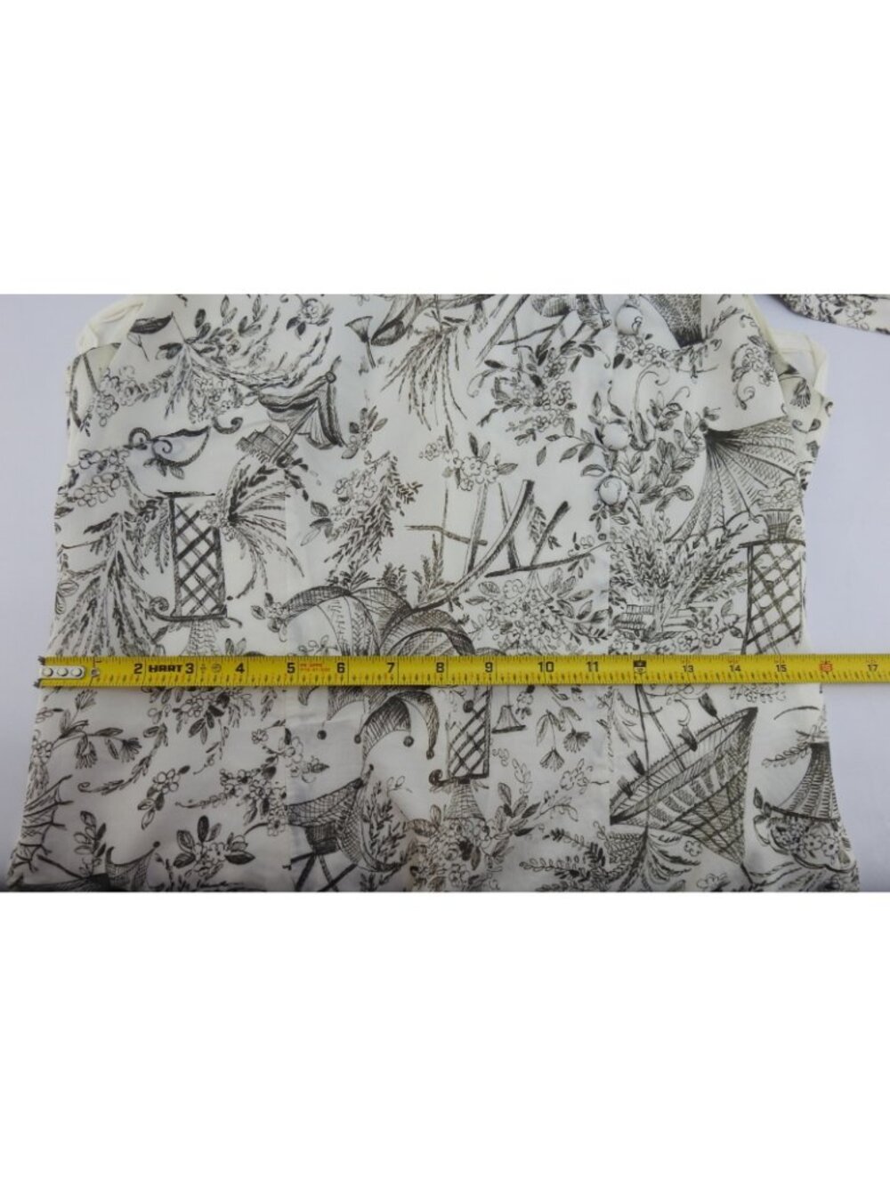VTG Black White Toile Print Sleeveless Shift Dress Scarf Tie Cottagecore Sz Med - Picture 9 of 12